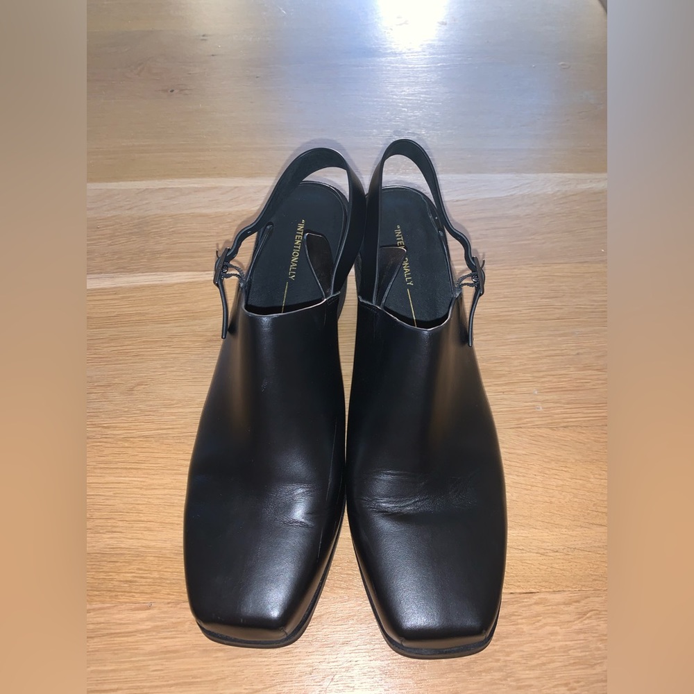 Intentionally Blank Square Toe Clogs with strap